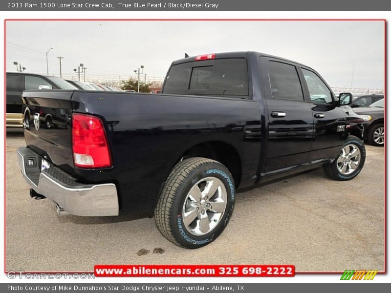 True Blue Pearl / Black/Diesel Gray 2013 Ram 1500 Lone Star Crew Cab