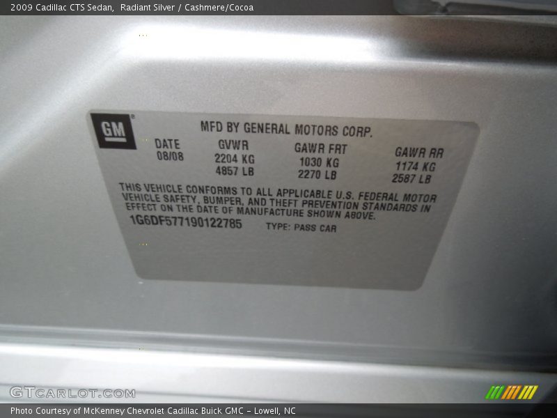 Radiant Silver / Cashmere/Cocoa 2009 Cadillac CTS Sedan