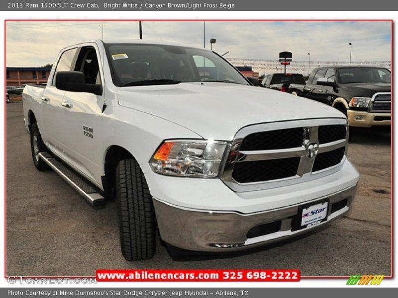Bright White / Canyon Brown/Light Frost Beige 2013 Ram 1500 SLT Crew Cab