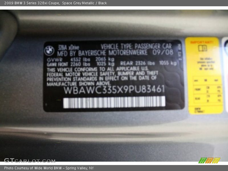 Space Grey Metallic / Black 2009 BMW 3 Series 328xi Coupe