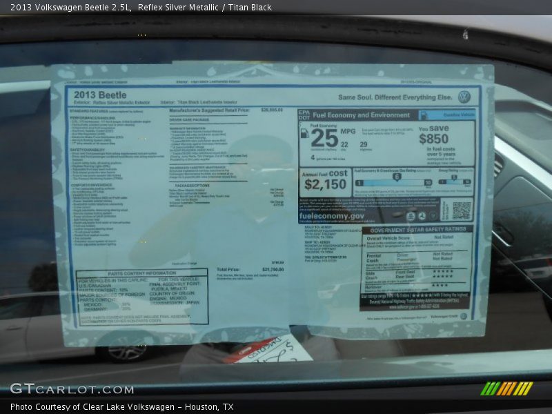 Reflex Silver Metallic / Titan Black 2013 Volkswagen Beetle 2.5L