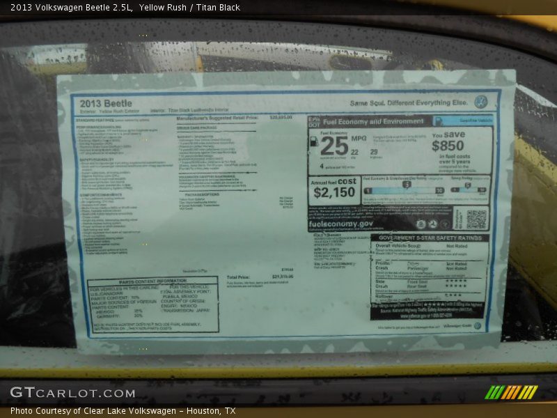 Yellow Rush / Titan Black 2013 Volkswagen Beetle 2.5L