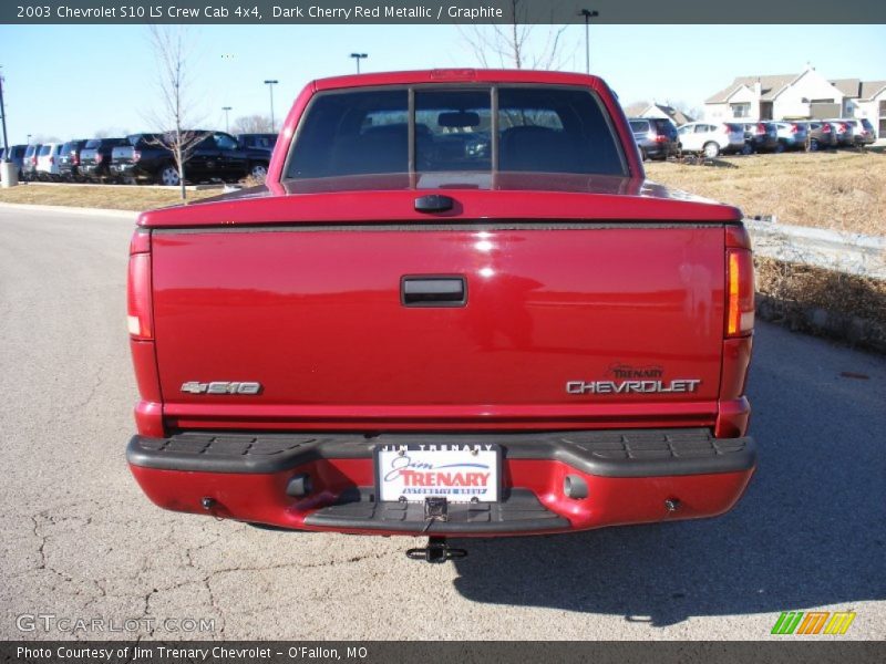 Dark Cherry Red Metallic / Graphite 2003 Chevrolet S10 LS Crew Cab 4x4
