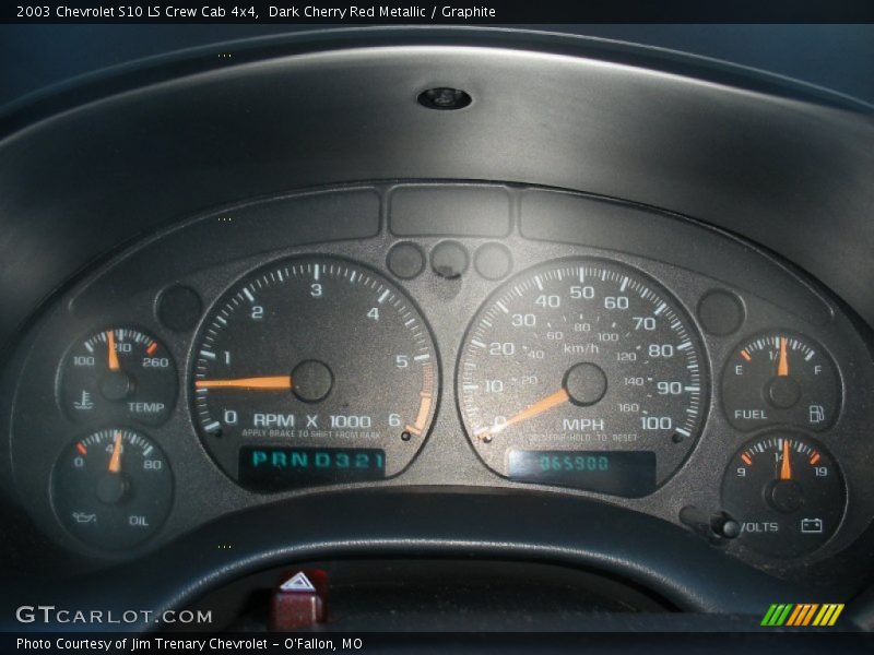 Dark Cherry Red Metallic / Graphite 2003 Chevrolet S10 LS Crew Cab 4x4