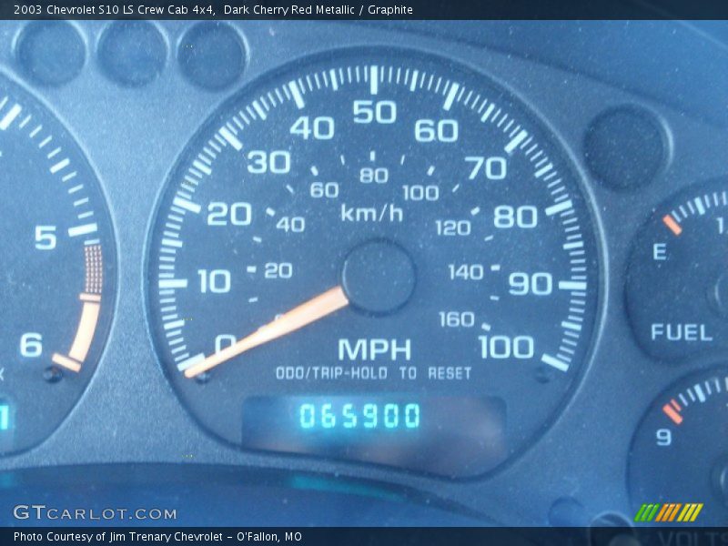 Dark Cherry Red Metallic / Graphite 2003 Chevrolet S10 LS Crew Cab 4x4