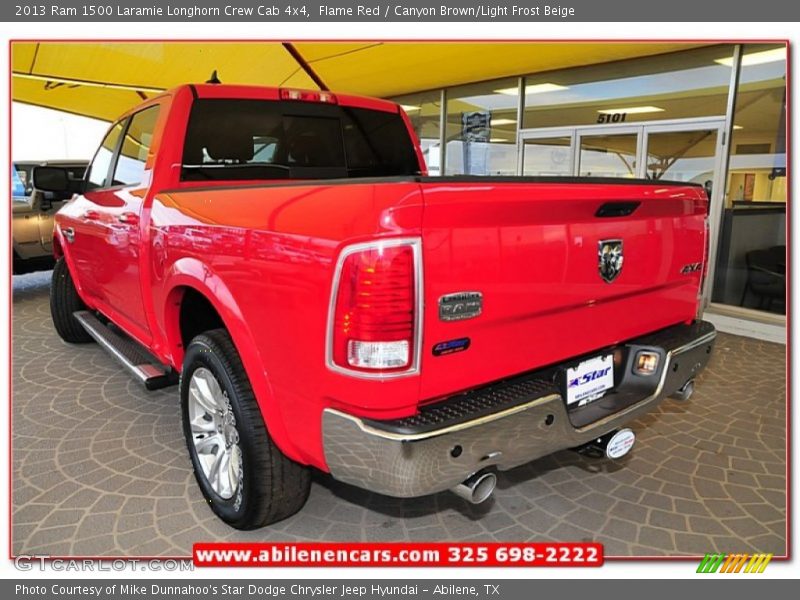 Flame Red / Canyon Brown/Light Frost Beige 2013 Ram 1500 Laramie Longhorn Crew Cab 4x4