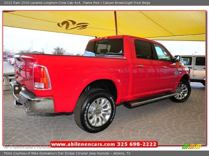 Flame Red / Canyon Brown/Light Frost Beige 2013 Ram 1500 Laramie Longhorn Crew Cab 4x4