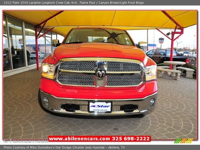 Flame Red / Canyon Brown/Light Frost Beige 2013 Ram 1500 Laramie Longhorn Crew Cab 4x4