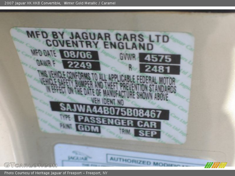 Winter Gold Metallic / Caramel 2007 Jaguar XK XK8 Convertible