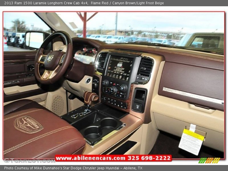 Flame Red / Canyon Brown/Light Frost Beige 2013 Ram 1500 Laramie Longhorn Crew Cab 4x4