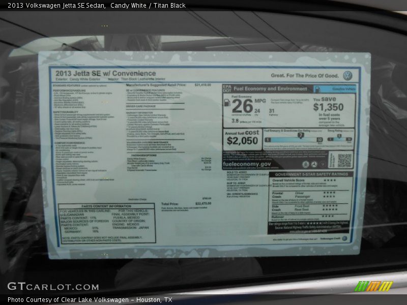 Candy White / Titan Black 2013 Volkswagen Jetta SE Sedan