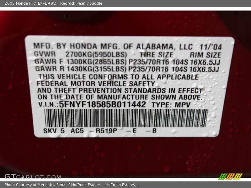 Redrock Pearl / Saddle 2005 Honda Pilot EX-L 4WD