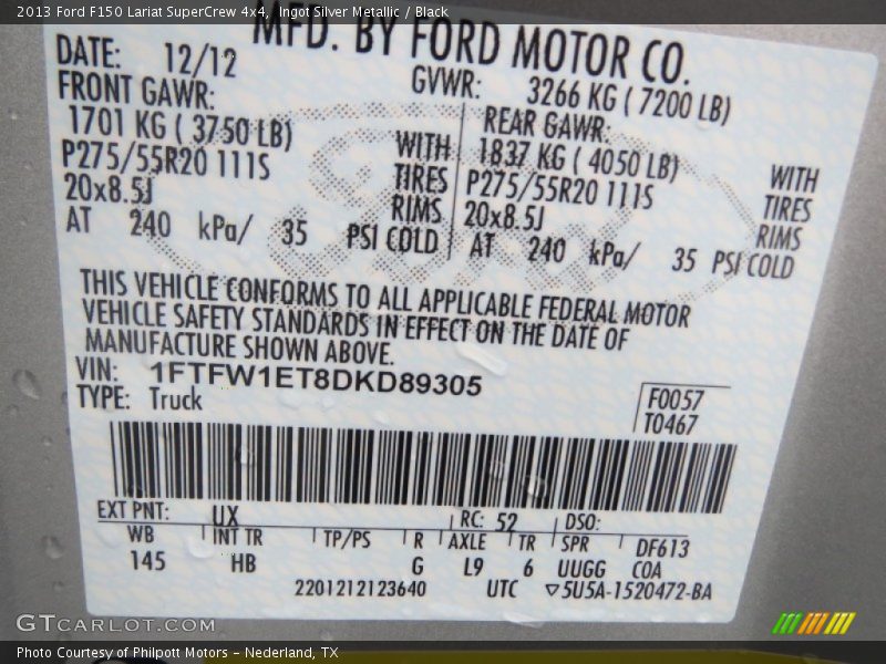 Ingot Silver Metallic / Black 2013 Ford F150 Lariat SuperCrew 4x4