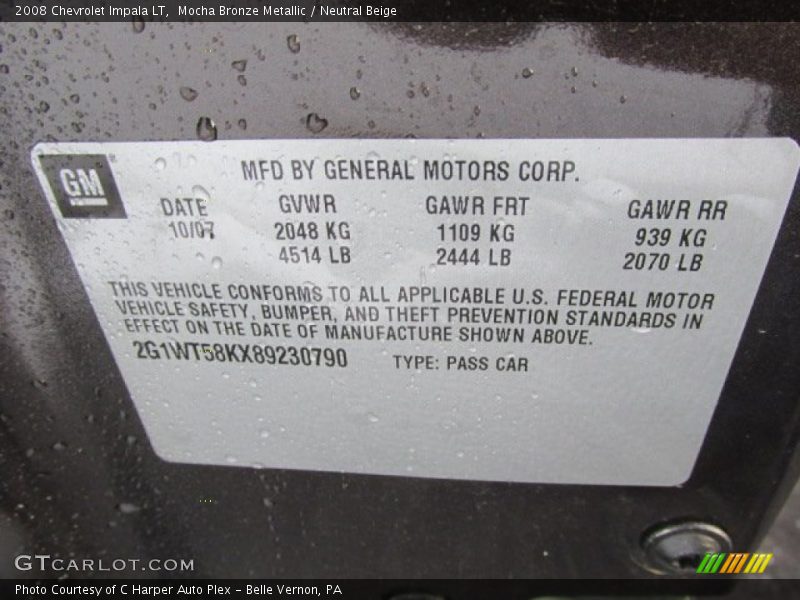 Mocha Bronze Metallic / Neutral Beige 2008 Chevrolet Impala LT