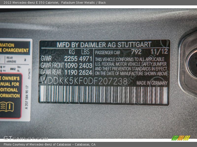 Palladium Silver Metallic / Black 2013 Mercedes-Benz E 350 Cabriolet