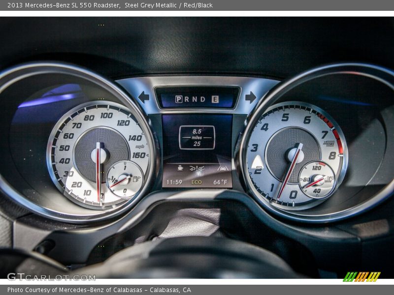 Steel Grey Metallic / Red/Black 2013 Mercedes-Benz SL 550 Roadster