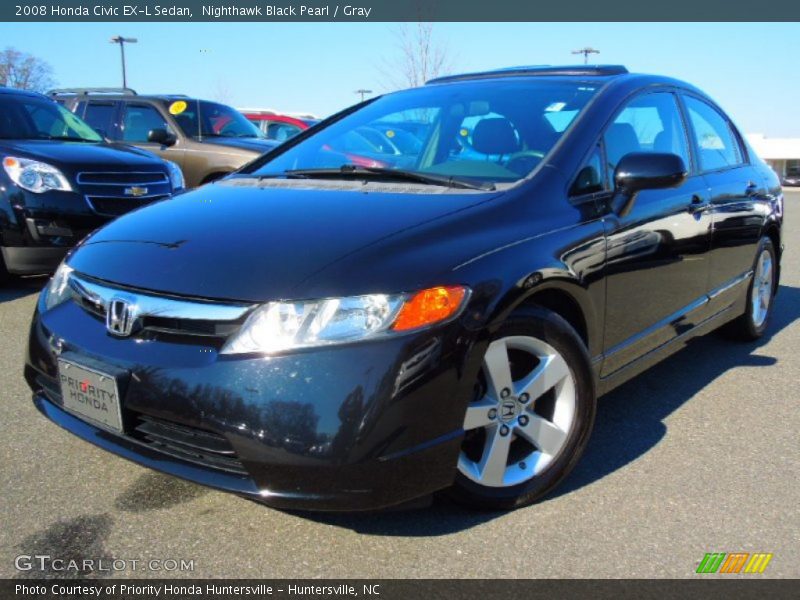 Nighthawk Black Pearl / Gray 2008 Honda Civic EX-L Sedan