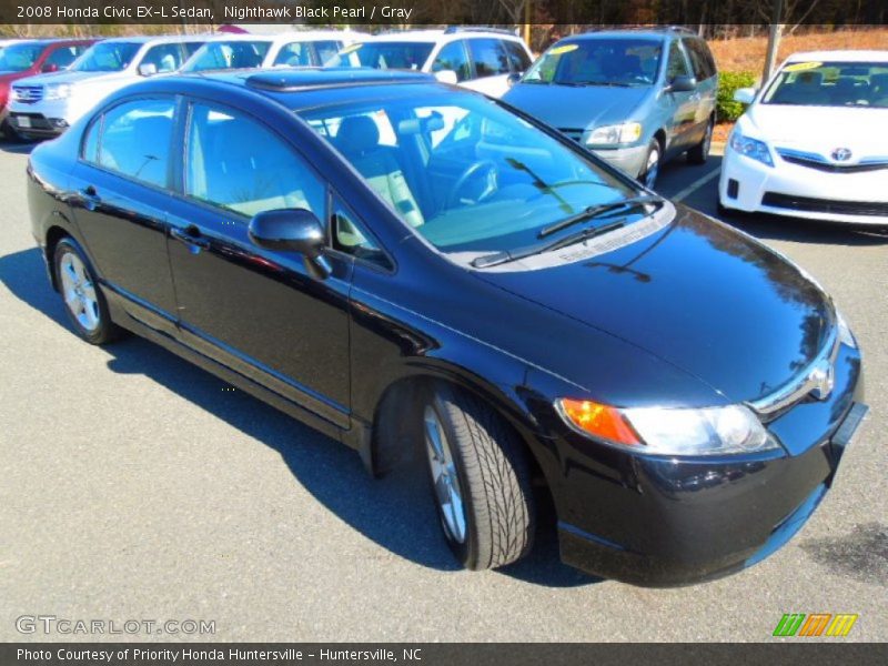 Nighthawk Black Pearl / Gray 2008 Honda Civic EX-L Sedan