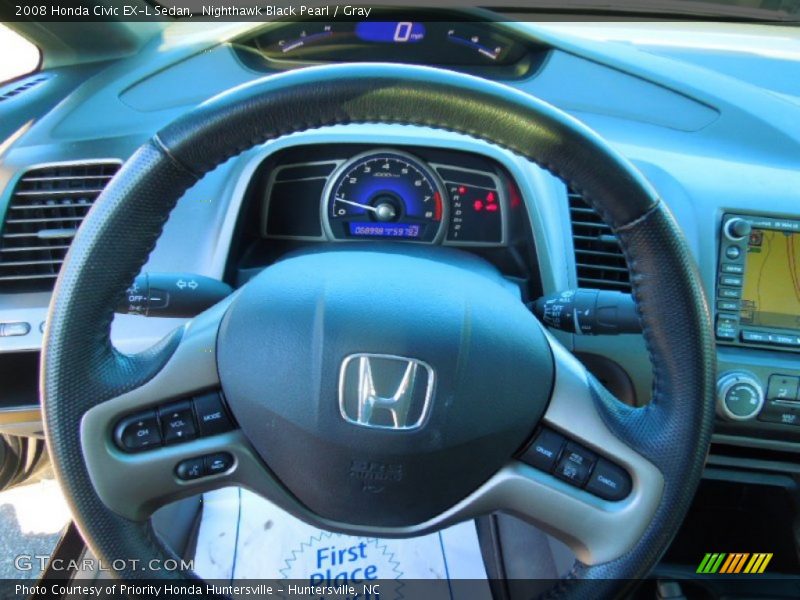 Nighthawk Black Pearl / Gray 2008 Honda Civic EX-L Sedan