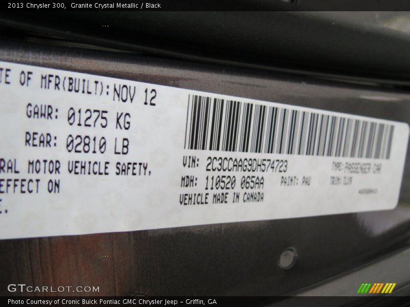 Granite Crystal Metallic / Black 2013 Chrysler 300