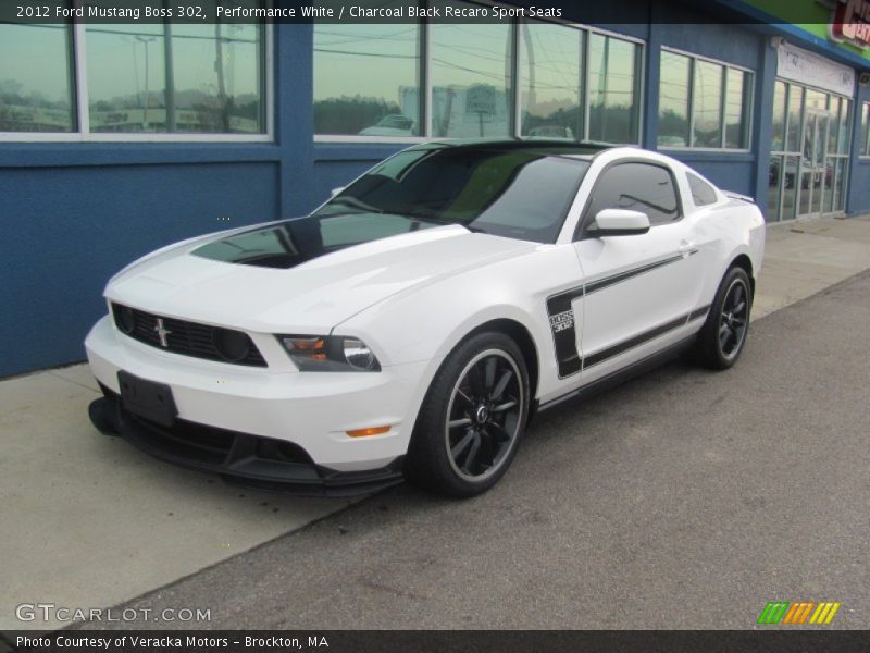 Performance White / Charcoal Black Recaro Sport Seats 2012 Ford Mustang Boss 302