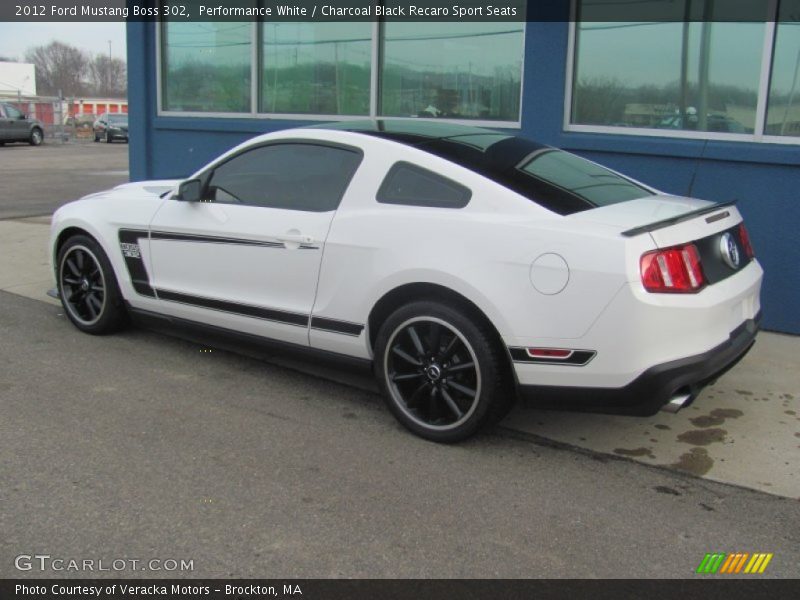 Performance White / Charcoal Black Recaro Sport Seats 2012 Ford Mustang Boss 302