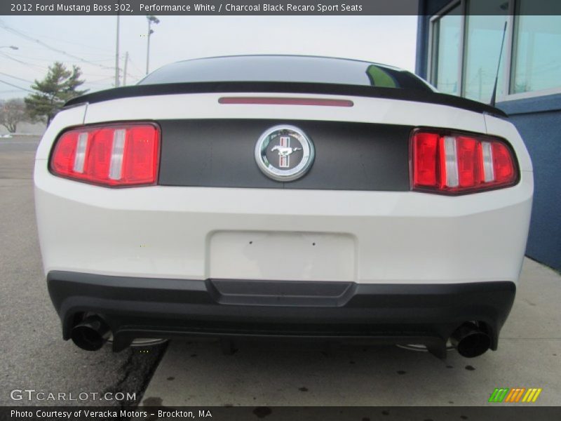 Performance White / Charcoal Black Recaro Sport Seats 2012 Ford Mustang Boss 302