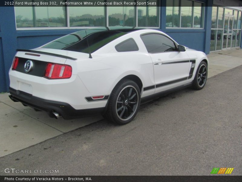 Performance White / Charcoal Black Recaro Sport Seats 2012 Ford Mustang Boss 302