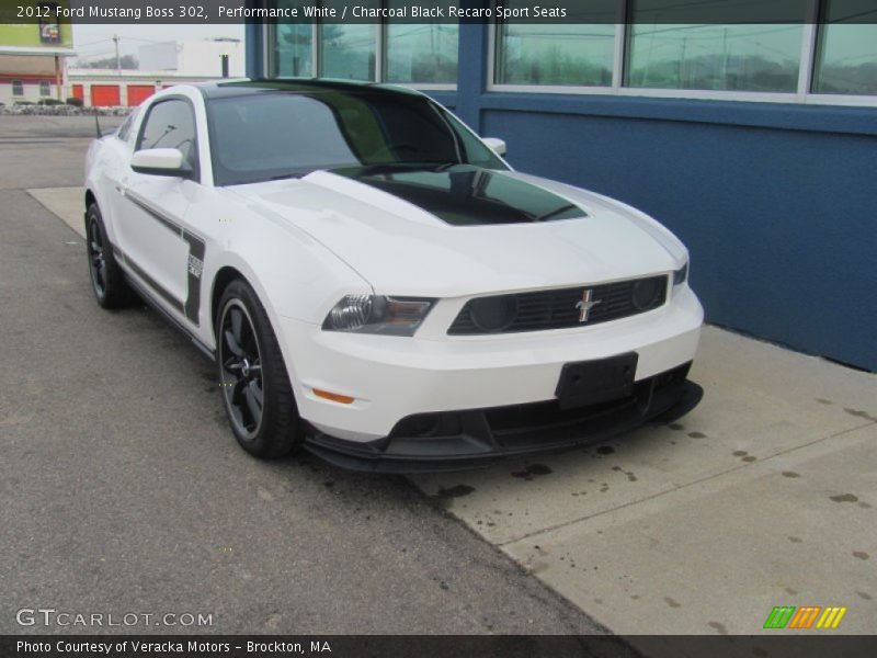 Performance White / Charcoal Black Recaro Sport Seats 2012 Ford Mustang Boss 302