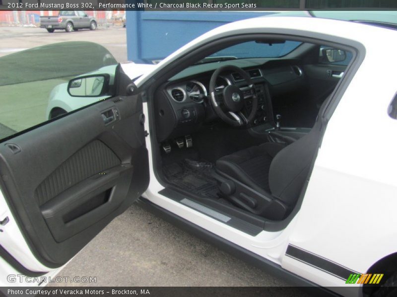 Performance White / Charcoal Black Recaro Sport Seats 2012 Ford Mustang Boss 302