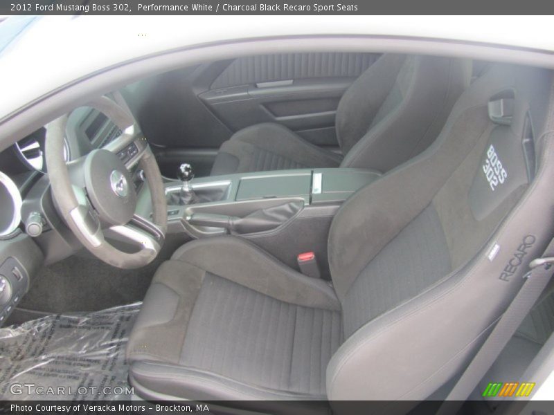 Performance White / Charcoal Black Recaro Sport Seats 2012 Ford Mustang Boss 302