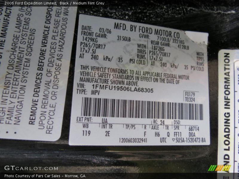 Black / Medium Flint Grey 2006 Ford Expedition Limited