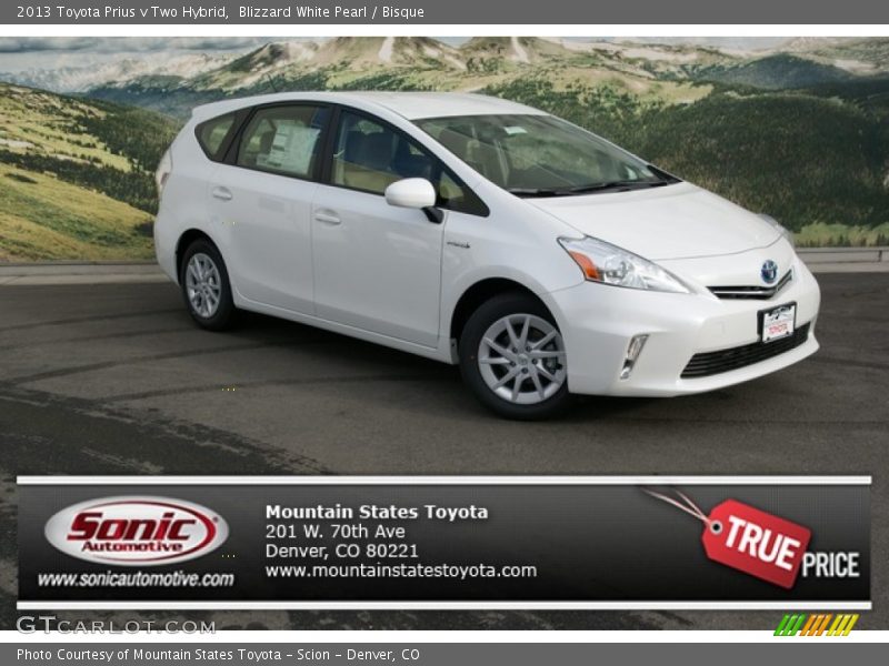 Blizzard White Pearl / Bisque 2013 Toyota Prius v Two Hybrid