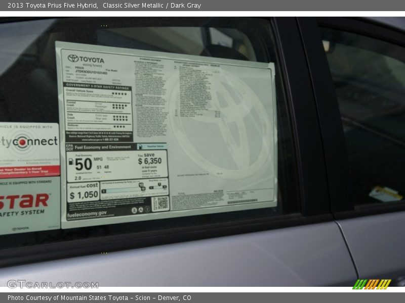 Classic Silver Metallic / Dark Gray 2013 Toyota Prius Five Hybrid