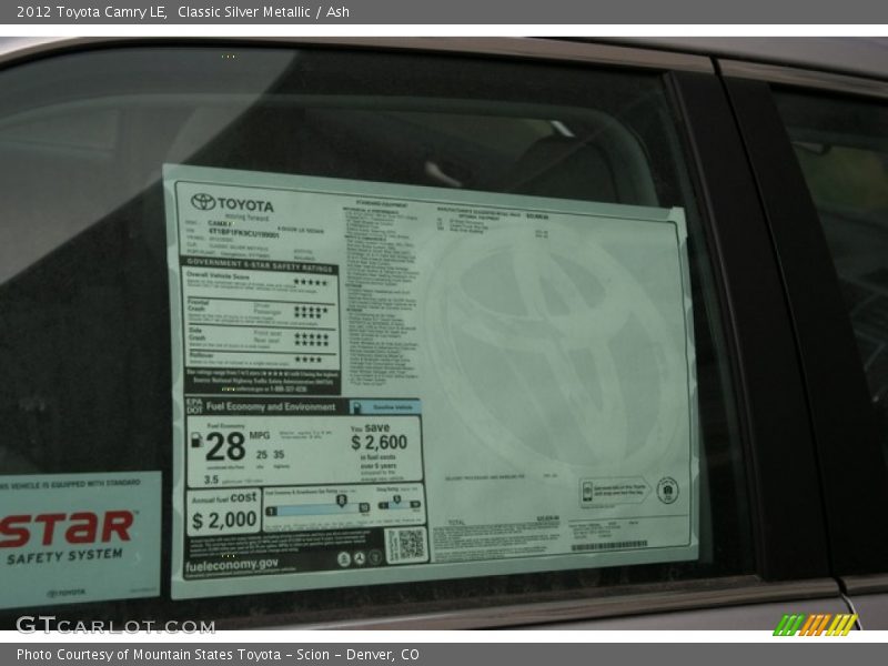 Classic Silver Metallic / Ash 2012 Toyota Camry LE