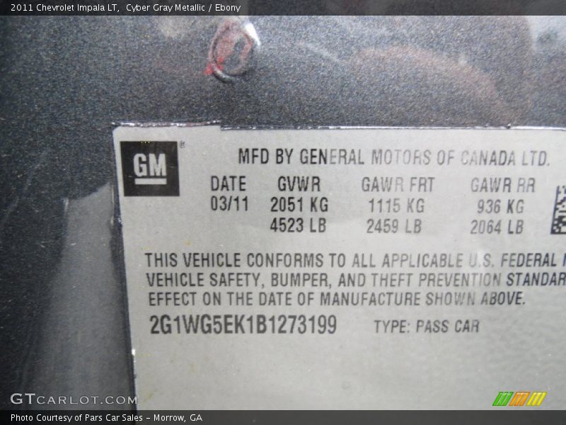 Cyber Gray Metallic / Ebony 2011 Chevrolet Impala LT