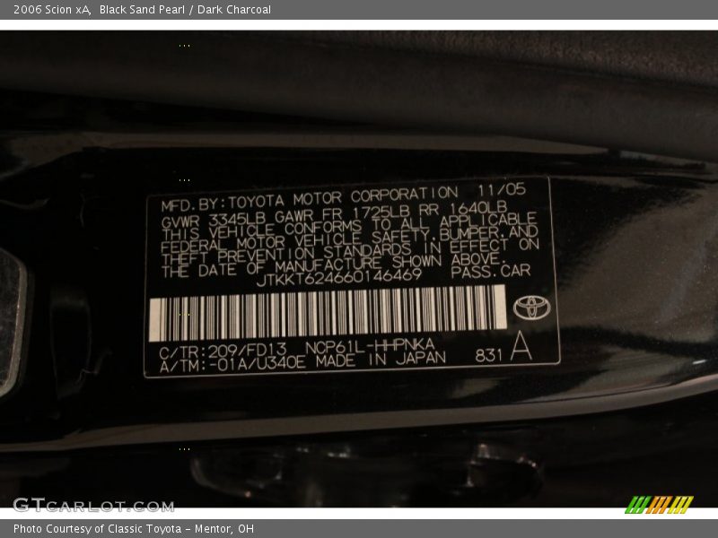 Black Sand Pearl / Dark Charcoal 2006 Scion xA