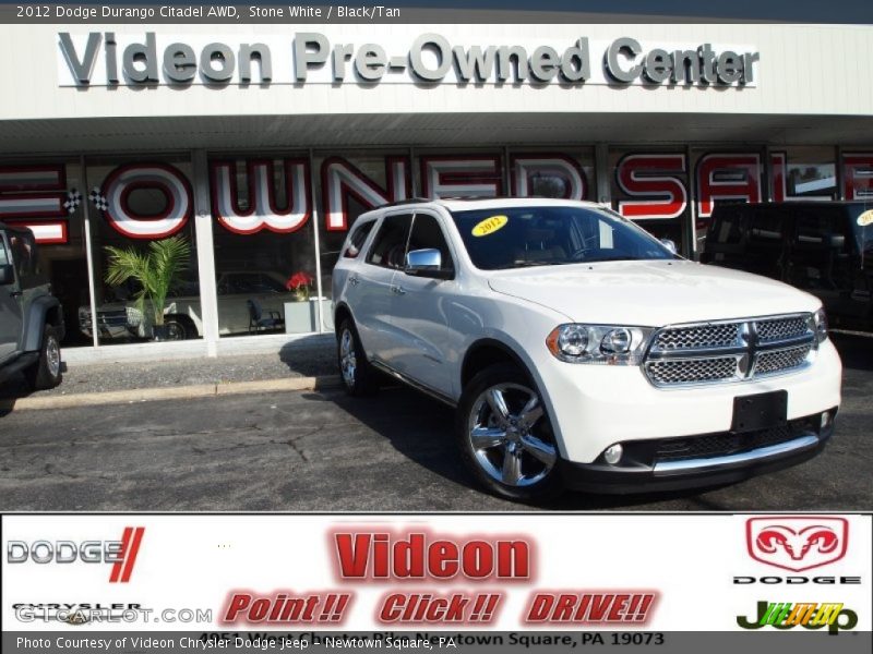Stone White / Black/Tan 2012 Dodge Durango Citadel AWD