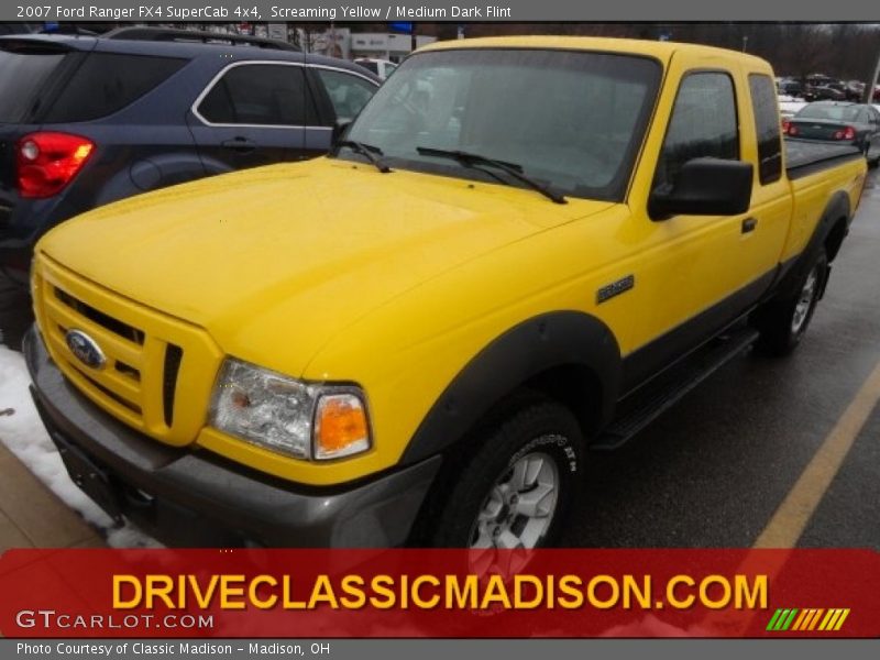 Screaming Yellow / Medium Dark Flint 2007 Ford Ranger FX4 SuperCab 4x4