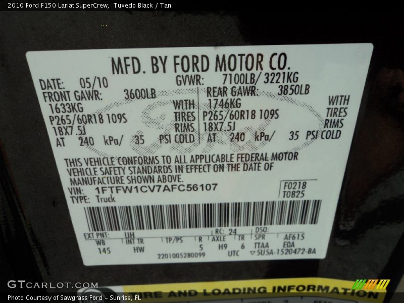 Tuxedo Black / Tan 2010 Ford F150 Lariat SuperCrew