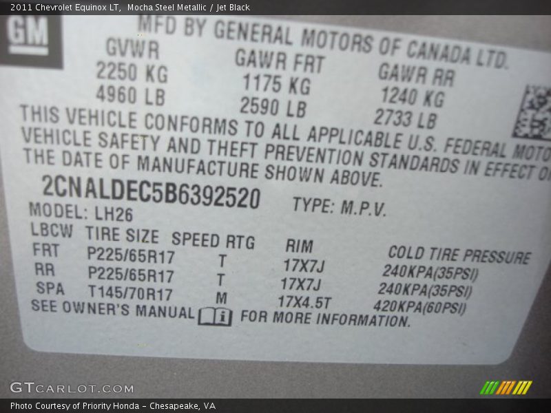 Mocha Steel Metallic / Jet Black 2011 Chevrolet Equinox LT