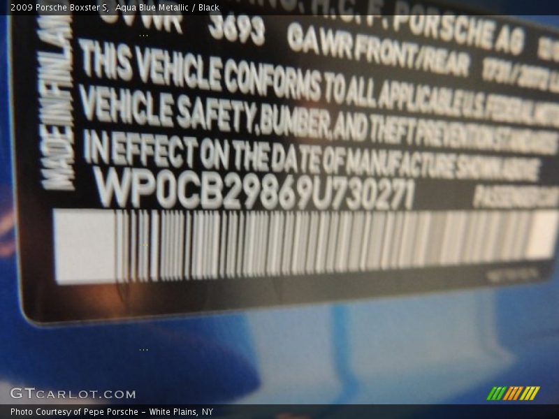 Aqua Blue Metallic / Black 2009 Porsche Boxster S