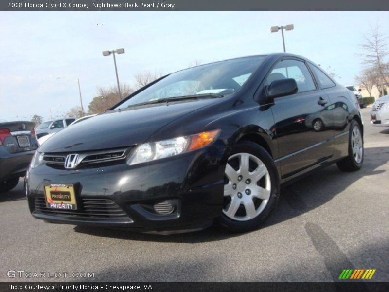 Nighthawk Black Pearl / Gray 2008 Honda Civic LX Coupe