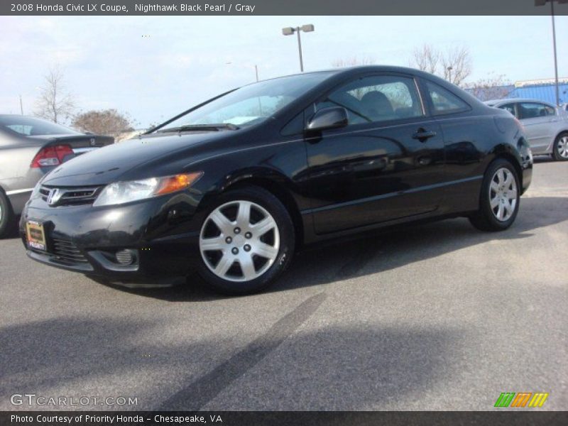 Nighthawk Black Pearl / Gray 2008 Honda Civic LX Coupe