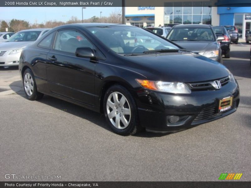 Nighthawk Black Pearl / Gray 2008 Honda Civic LX Coupe