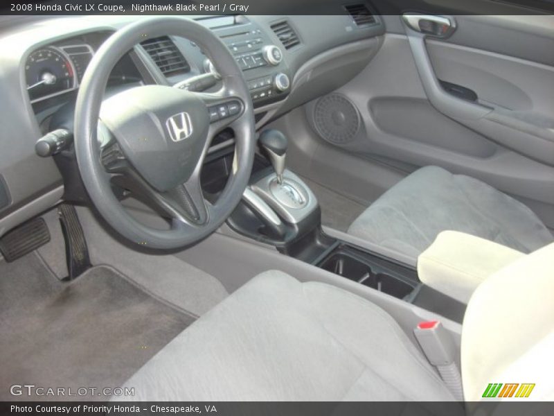 Nighthawk Black Pearl / Gray 2008 Honda Civic LX Coupe