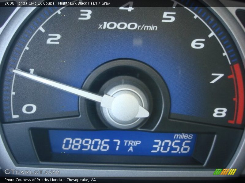 Nighthawk Black Pearl / Gray 2008 Honda Civic LX Coupe