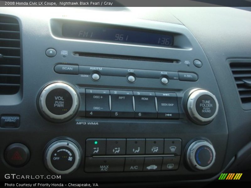 Nighthawk Black Pearl / Gray 2008 Honda Civic LX Coupe