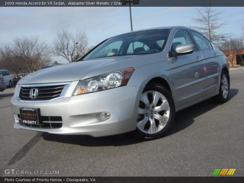 Alabaster Silver Metallic / Gray 2009 Honda Accord EX V6 Sedan