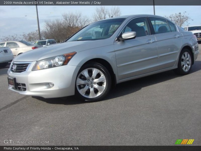 Alabaster Silver Metallic / Gray 2009 Honda Accord EX V6 Sedan